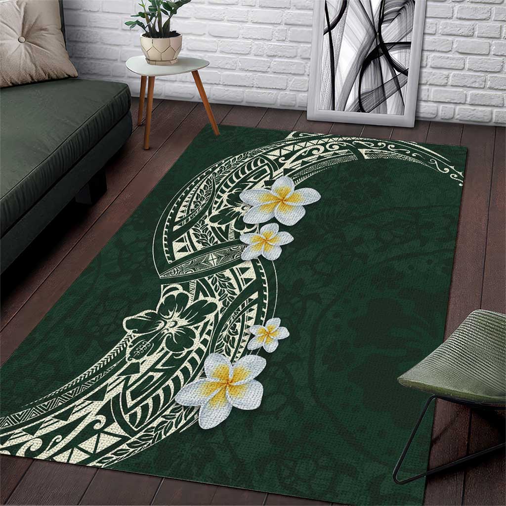 Plumeria Area Rug Polynesian Tribal Frangipani Green LT03 Green - Polynesian Pride