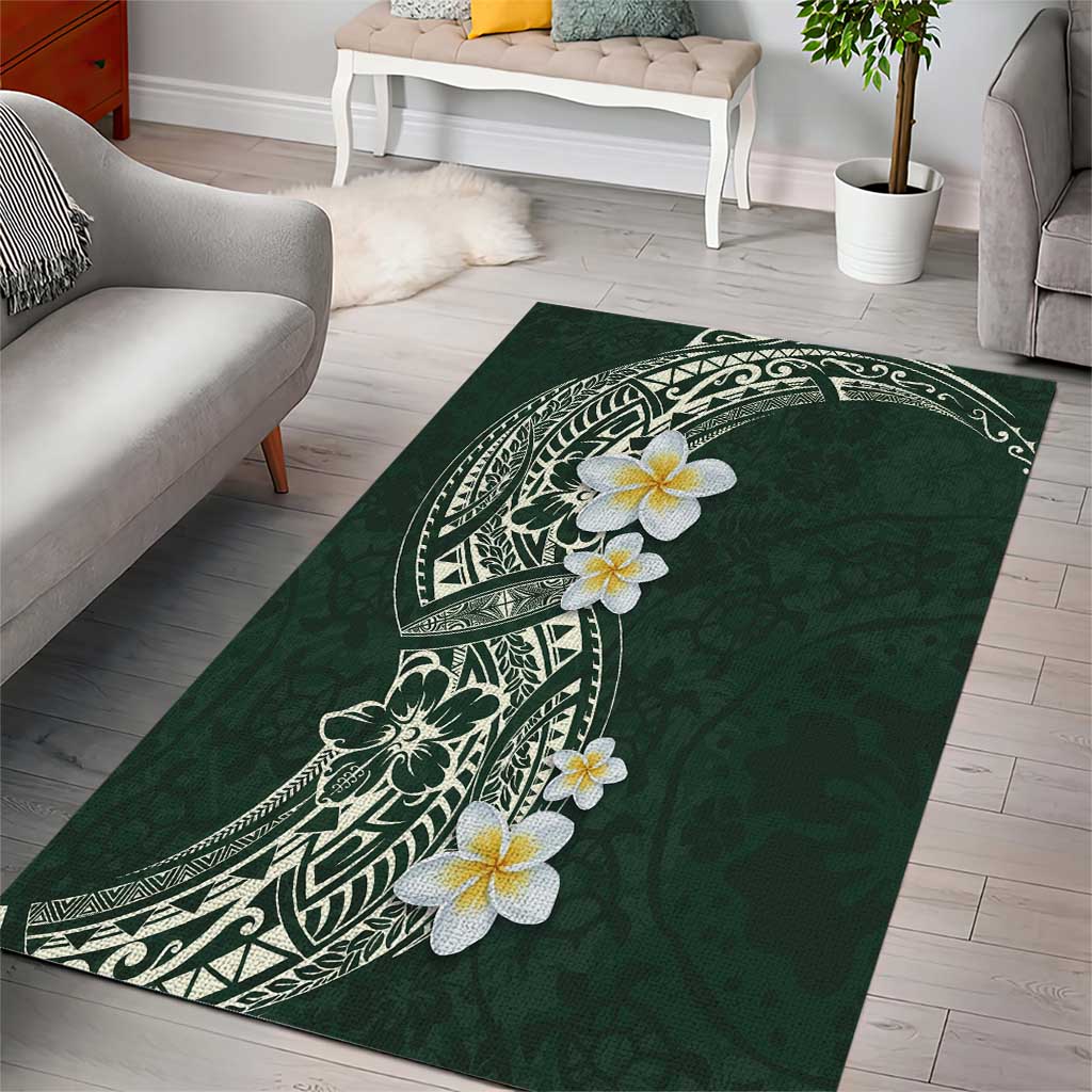 Plumeria Area Rug Polynesian Tribal Frangipani Green LT03 - Polynesian Pride