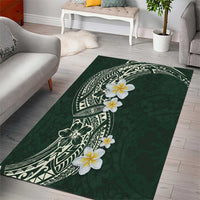 Plumeria Area Rug Polynesian Tribal Frangipani Green LT03 - Polynesian Pride