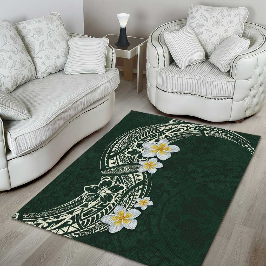 Plumeria Area Rug Polynesian Tribal Frangipani Green LT03 - Polynesian Pride