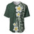 Plumeria Baseball Jersey Polynesian Tribal Frangipani Green