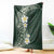 Plumeria Blanket Polynesian Tribal Frangipani Green