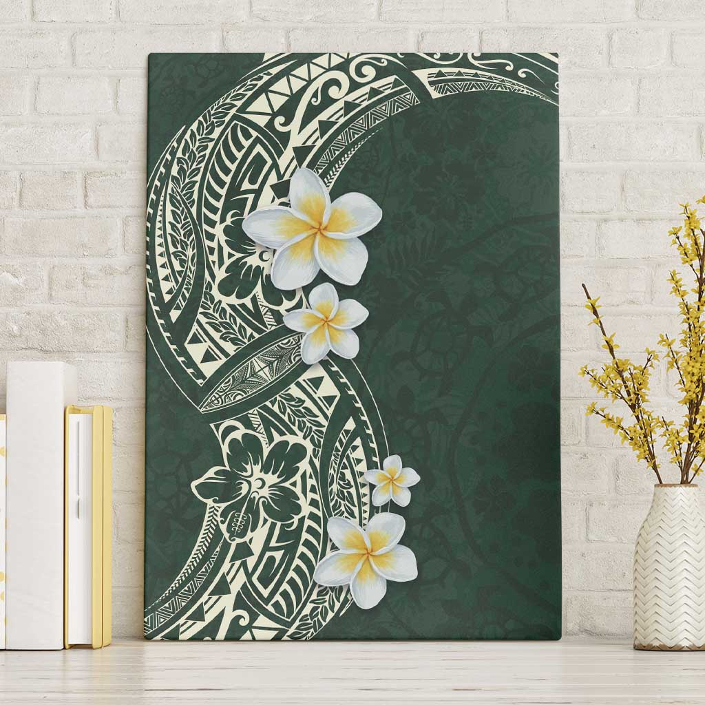 Plumeria Canvas Wall Art - Polynesian Tribal Frangipani Green LT03 Without Frame Green - Polynesian Pride