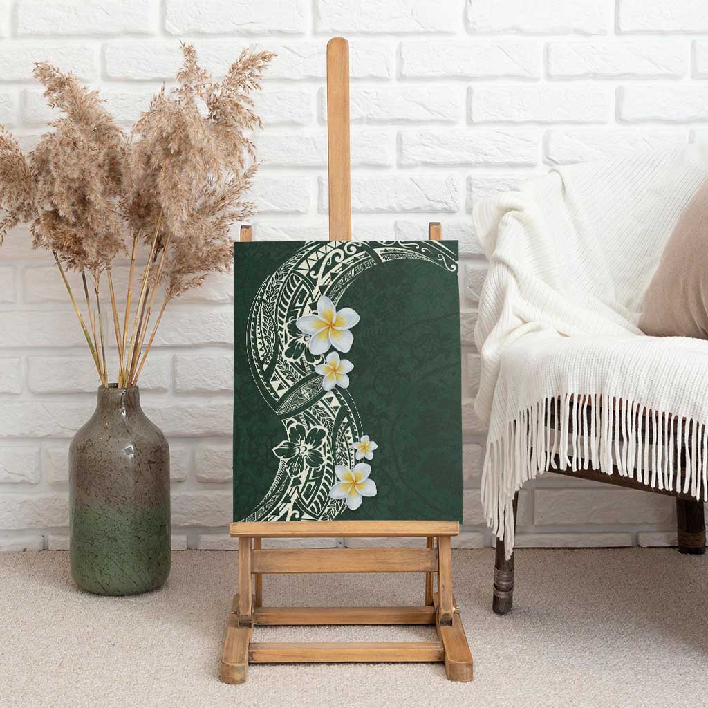 Plumeria Canvas Wall Art - Polynesian Tribal Frangipani Green LT03 - Polynesian Pride
