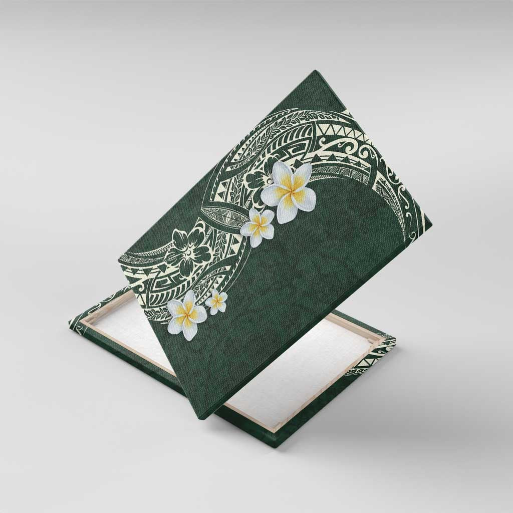 Plumeria Canvas Wall Art - Polynesian Tribal Frangipani Green LT03 With Frame Green - Polynesian Pride