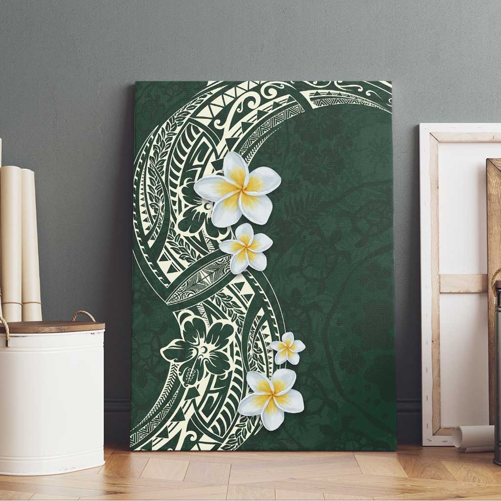 Plumeria Canvas Wall Art - Polynesian Tribal Frangipani Green LT03 - Polynesian Pride