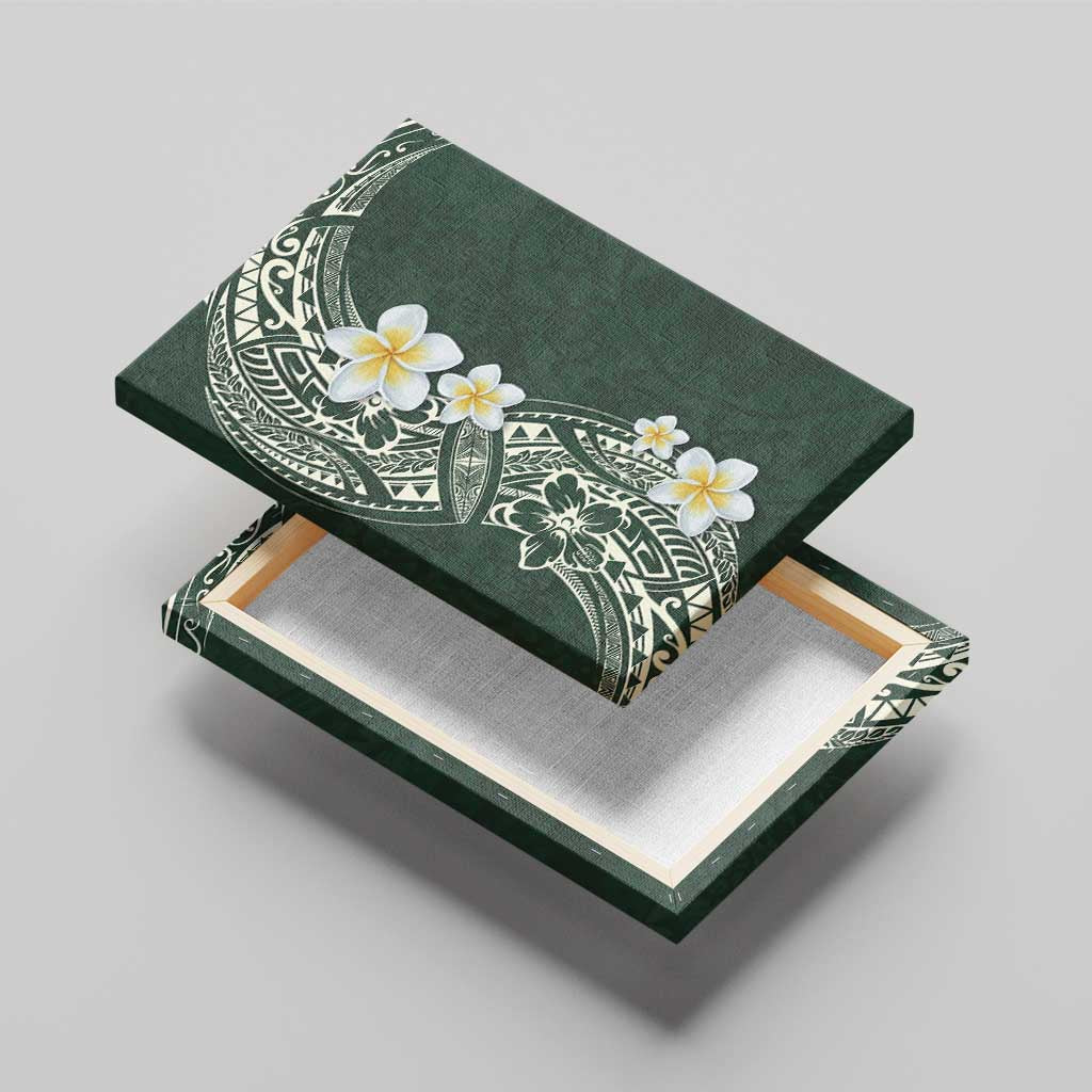 Plumeria Canvas Wall Art - Polynesian Tribal Frangipani Green LT03 - Polynesian Pride