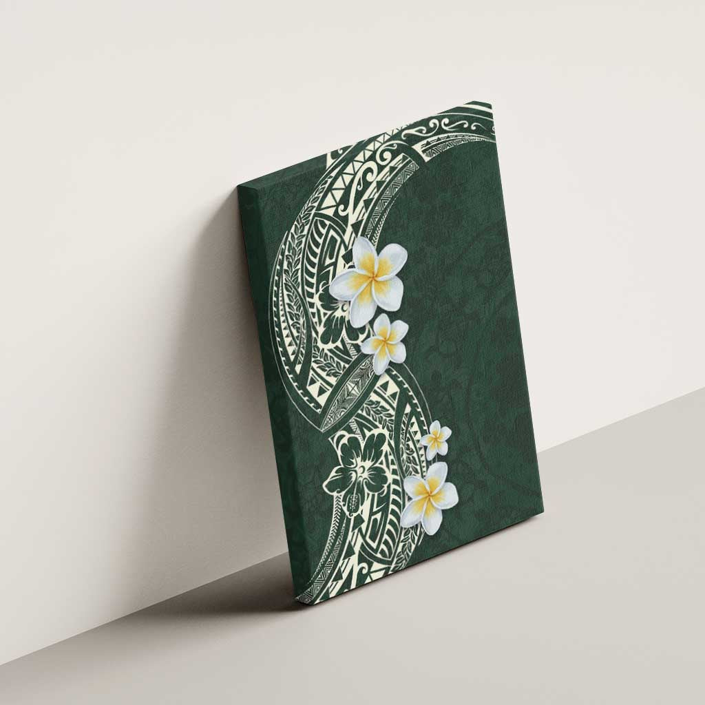 Plumeria Canvas Wall Art - Polynesian Tribal Frangipani Green LT03 - Polynesian Pride