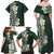 Plumeria Family Matching Off Shoulder Maxi Dress and Hawaiian Shirt Polynesian Tribal Frangipani Green