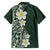 Plumeria Family Matching Off Shoulder Maxi Dress and Hawaiian Shirt Polynesian Tribal Frangipani Green