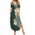 Plumeria Family Matching Summer Maxi Dress and Hawaiian Shirt Polynesian Tribal Frangipani Green