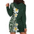 Plumeria Hoodie Dress Polynesian Tribal Frangipani Green