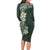 Plumeria Long Sleeve Bodycon Dress Polynesian Tribal Frangipani Green