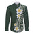 Plumeria Long Sleeve Button Shirt Polynesian Tribal Frangipani Green