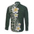 Plumeria Long Sleeve Button Shirt Polynesian Tribal Frangipani Green