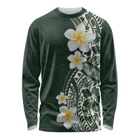 Plumeria Long Sleeve Shirt Polynesian Tribal Frangipani Green LT03 Unisex Green - Polynesian Pride