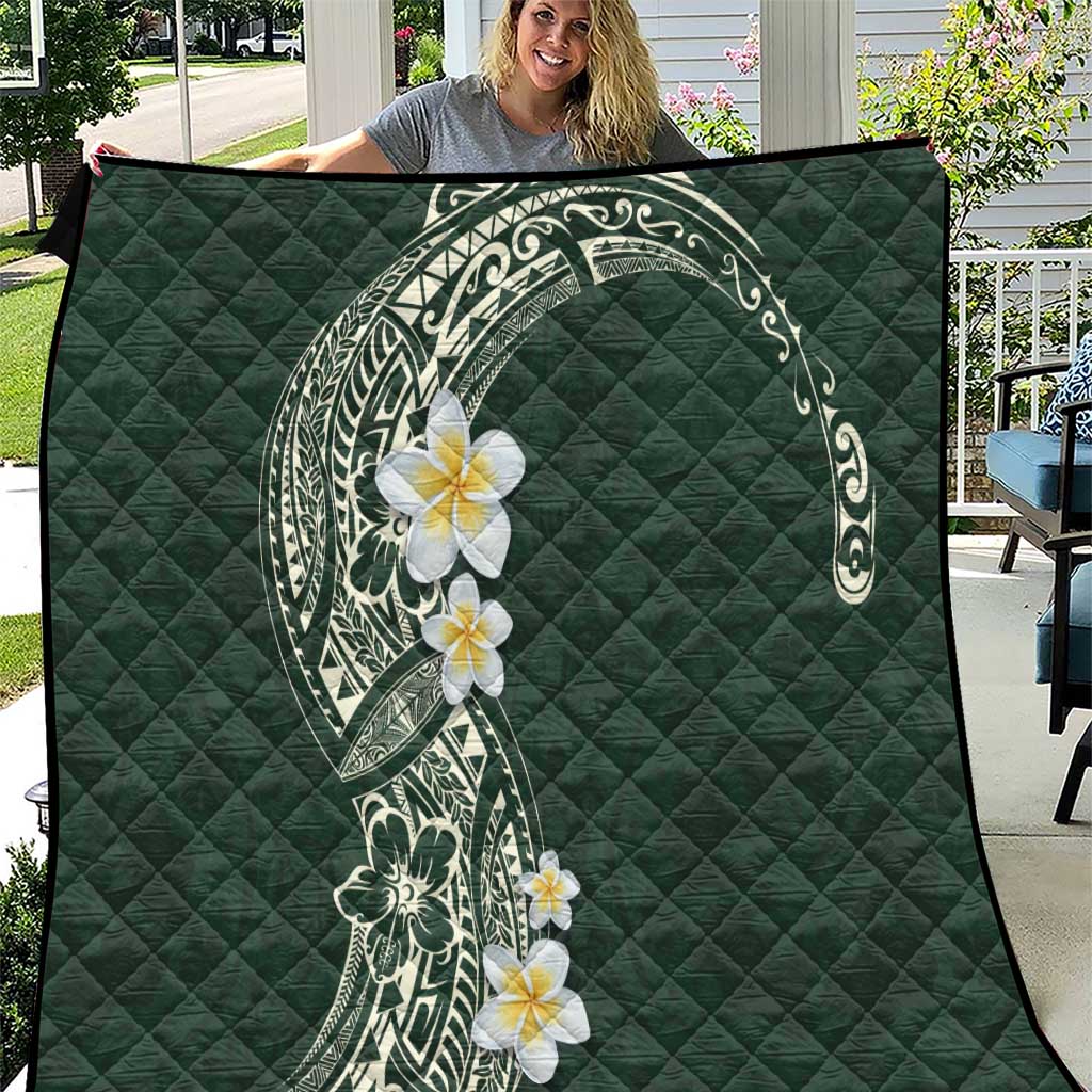 Plumeria Quilt Polynesian Tribal Frangipani Green LT03 Green - Polynesian Pride