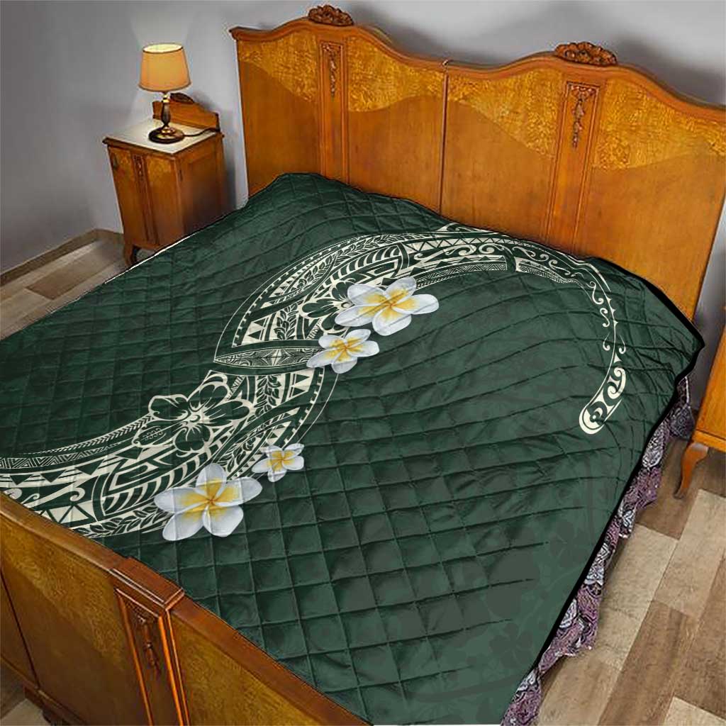 Plumeria Quilt Polynesian Tribal Frangipani Green LT03 - Polynesian Pride