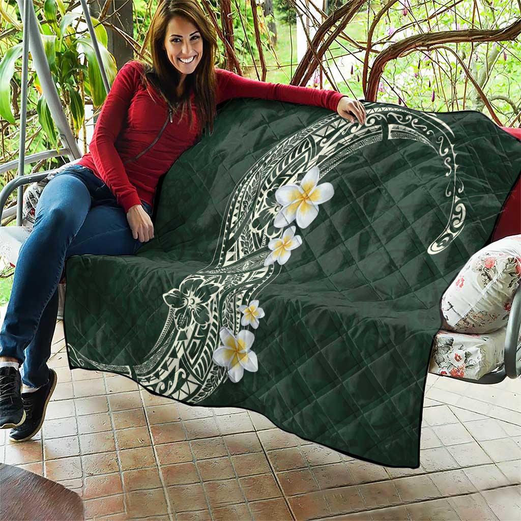 Plumeria Quilt Polynesian Tribal Frangipani Green LT03 - Polynesian Pride