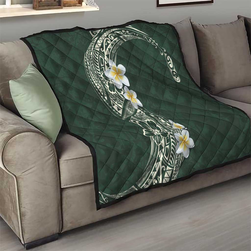 Plumeria Quilt Polynesian Tribal Frangipani Green LT03 - Polynesian Pride