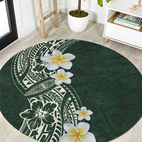 Plumeria Round Carpet Polynesian Tribal Frangipani Green LT03 Green - Polynesian Pride