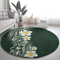 Plumeria Round Carpet Polynesian Tribal Frangipani Green LT03 - Polynesian Pride