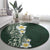 Plumeria Round Carpet Polynesian Tribal Frangipani Green