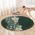 Plumeria Round Carpet Polynesian Tribal Frangipani Green