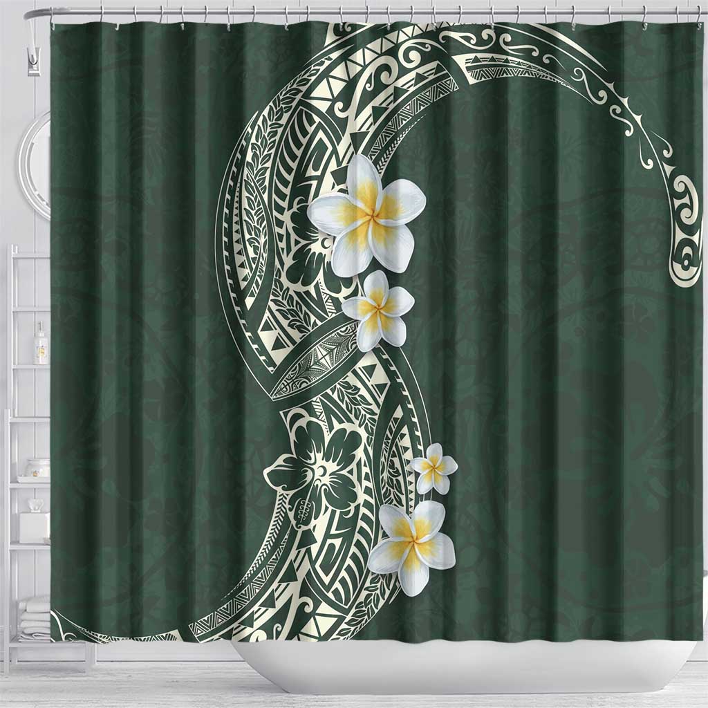 Plumeria Shower Curtain Polynesian Tribal Frangipani Green LT03 - Polynesian Pride