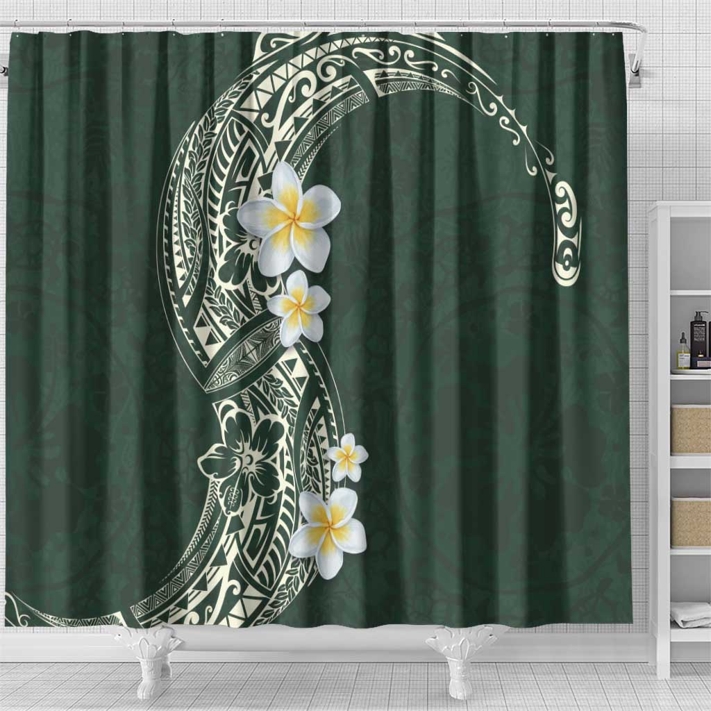 Plumeria Shower Curtain Polynesian Tribal Frangipani Green LT03 - Polynesian Pride