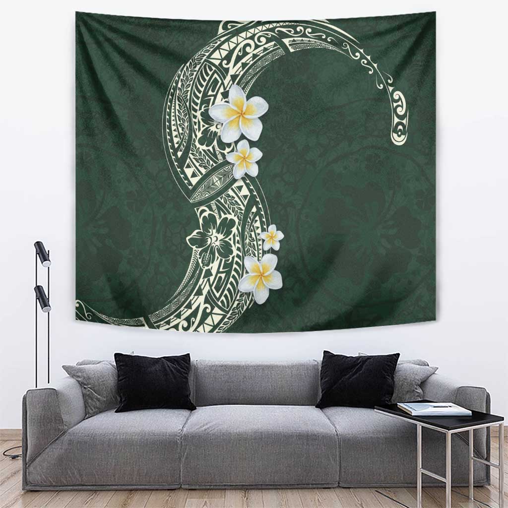 Plumeria Tapestry Polynesian Tribal Frangipani Green LT03 Green - Polynesian Pride