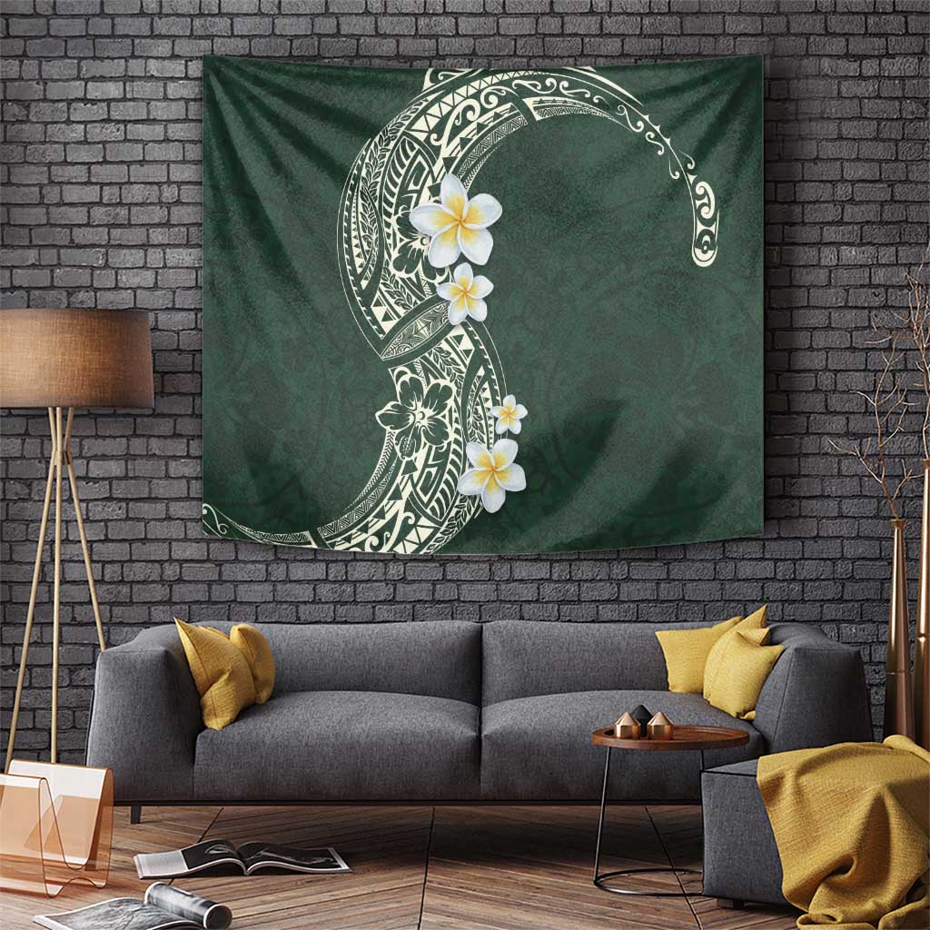 Plumeria Tapestry Polynesian Tribal Frangipani Green LT03 - Polynesian Pride