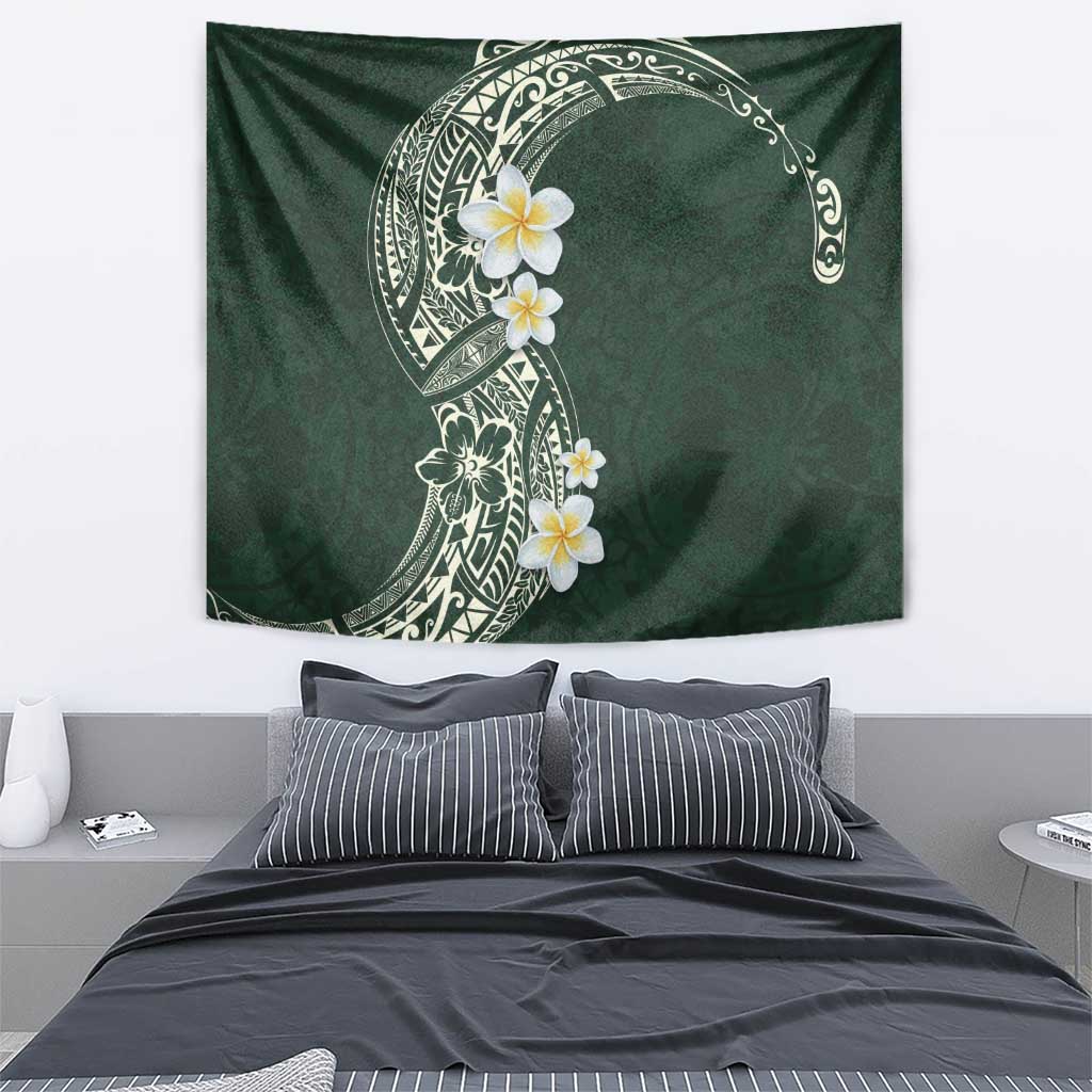 Plumeria Tapestry Polynesian Tribal Frangipani Green LT03 - Polynesian Pride