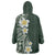 Plumeria Wearable Blanket Hoodie Polynesian Tribal Frangipani Green