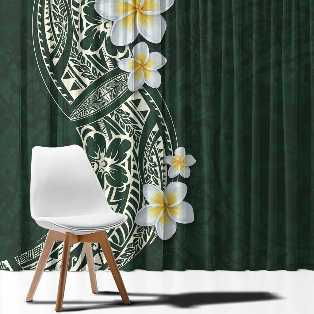 Plumeria Window Curtain Polynesian Tribal Frangipani Green LT03 - Polynesian Pride