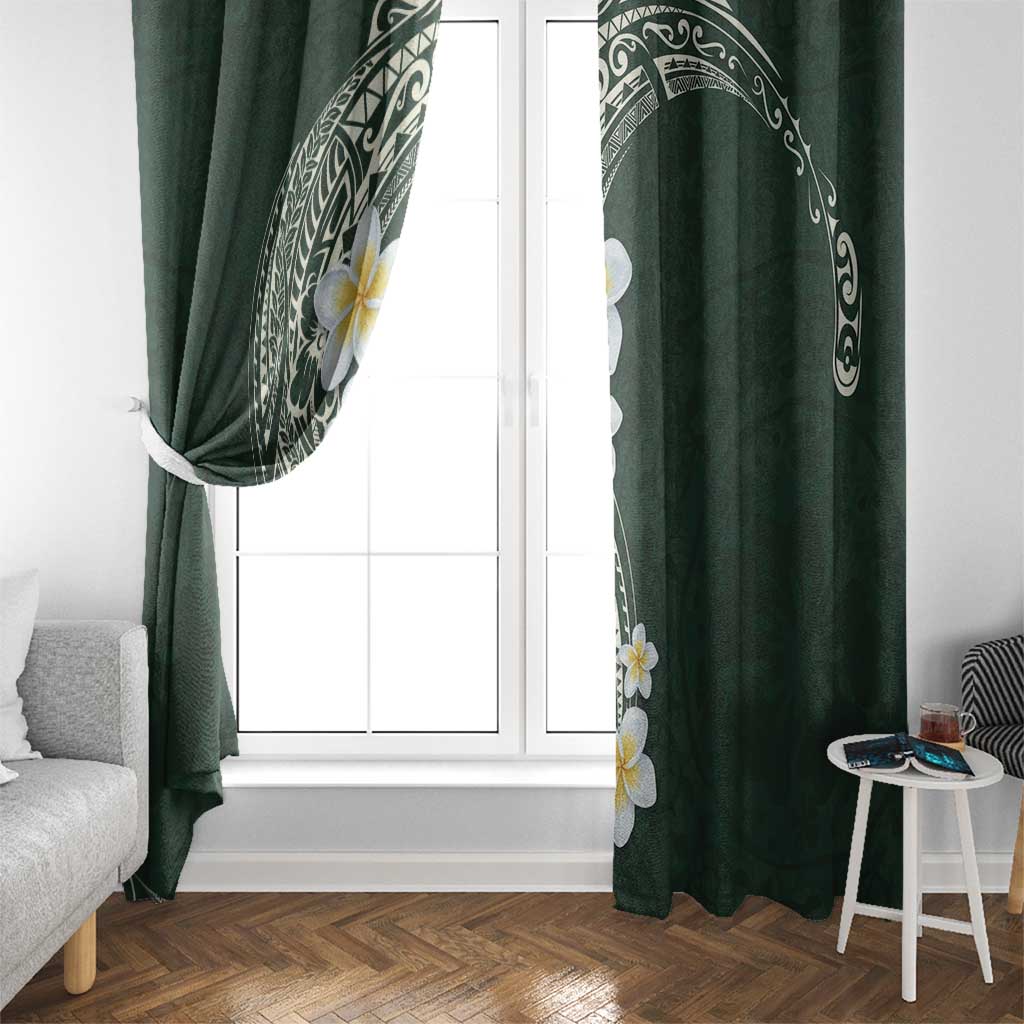 Plumeria Window Curtain Polynesian Tribal Frangipani Green LT03 - Polynesian Pride
