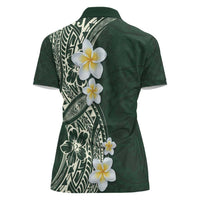 Plumeria Women Polo Shirt Polynesian Tribal Frangipani Green LT03 - Polynesian Pride