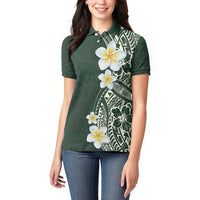 Plumeria Women Polo Shirt Polynesian Tribal Frangipani Green LT03 - Polynesian Pride