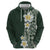 Plumeria Zip Hoodie Polynesian Tribal Frangipani Green