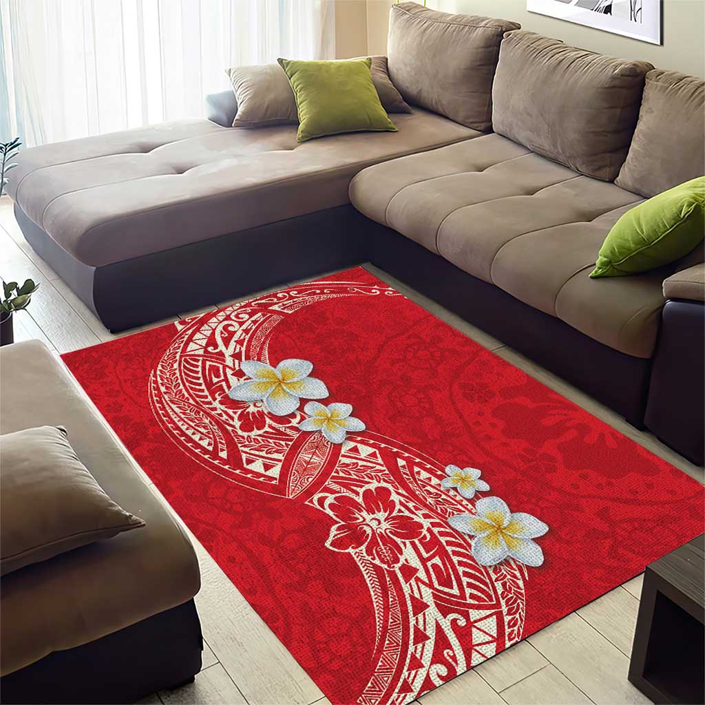 Plumeria Area Rug Polynesian Tribal Frangipani Red LT03 - Polynesian Pride