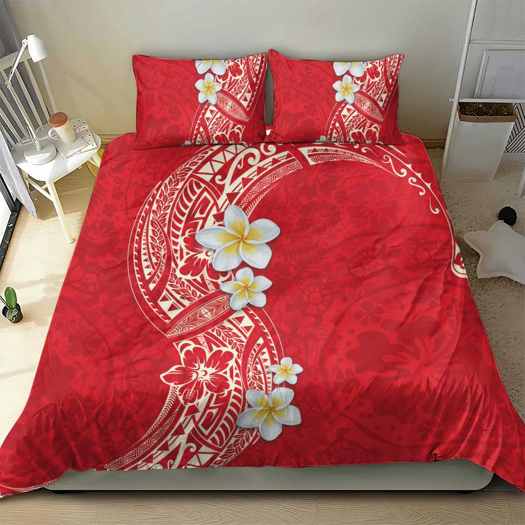 Plumeria Bedding Set Polynesian Tribal Frangipani Red LT03 - Polynesian Pride