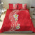 Plumeria Bedding Set Polynesian Tribal Frangipani Red