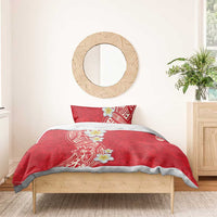 Plumeria Bedding Set Polynesian Tribal Frangipani Red LT03 - Polynesian Pride