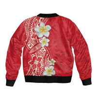 Plumeria Bomber Jacket Polynesian Tribal Frangipani Red LT03 - Polynesian Pride