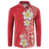 Plumeria Button Sweatshirt Polynesian Tribal Frangipani Red LT03 Red - Polynesian Pride