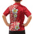 Plumeria Family Matching Off Shoulder Maxi Dress and Hawaiian Shirt Polynesian Tribal Frangipani Red