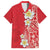 Plumeria Family Matching Off Shoulder Maxi Dress and Hawaiian Shirt Polynesian Tribal Frangipani Red