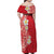 Plumeria Family Matching Off Shoulder Maxi Dress and Hawaiian Shirt Polynesian Tribal Frangipani Red