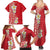 Plumeria Family Matching Summer Maxi Dress and Hawaiian Shirt Polynesian Tribal Frangipani Red