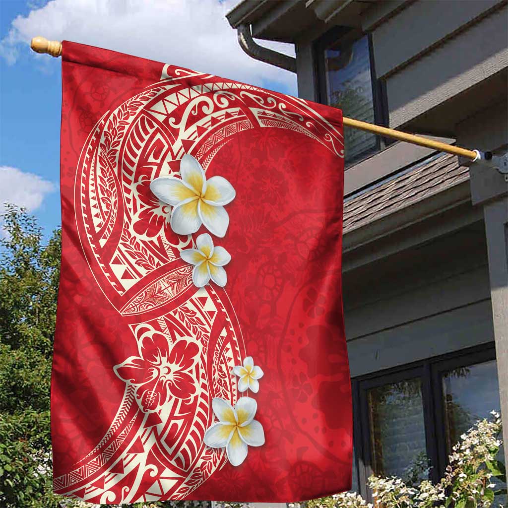 Plumeria Garden Flag Polynesian Tribal Frangipani Red LT03 - Polynesian Pride